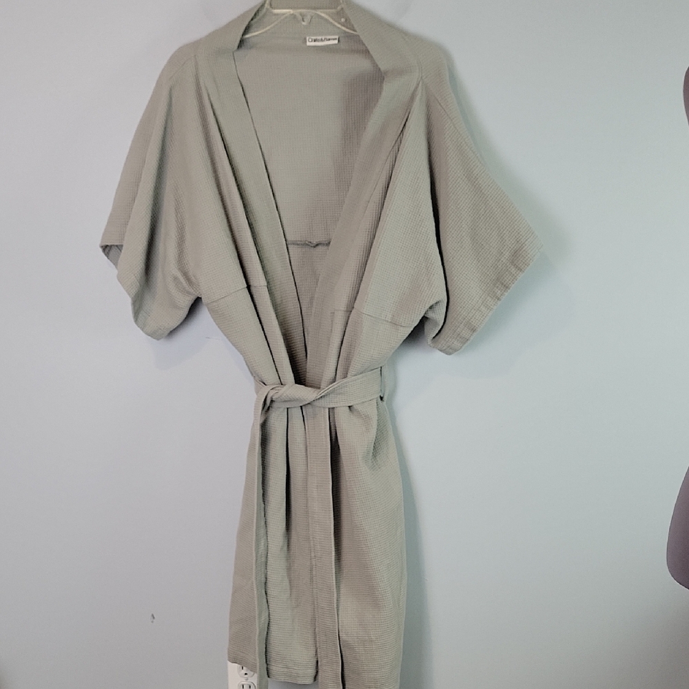 Crate & Barrel Waffle Kimono Cotton Bath Robe S/M Unisex